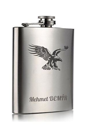 Vip Hediye İsime Kişiye Özel 9 Oz Çelik Cep Matarası Kartal Temalı 266 Ml İçecek Matarası