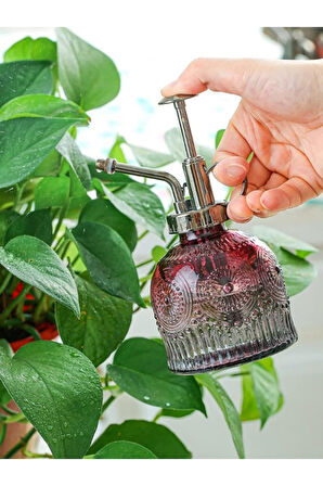 Şık Tasarımlı Ev Bahçe Saksı Çiçeklerine Özel Cam Bitki Sulama Fıskiyesi Kolonya Şişesi 200ML Kırmzı