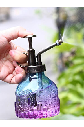 Şık Tasarımlı Ev Bahçe Saksı Çiçeklerine Özel Cam Bitki Sulama Fıskiyesi Kolonya Şişesi 200 ML Mor