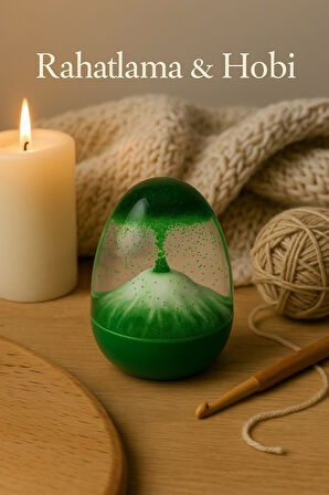 Ofisinize Masaüstü Dekorasyonu Yeşil Kum Saati Volkan Patlaması Efekti Ev Ofis Masa Üstü Hediyelik