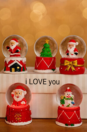 Yeni Yılın En Güzel Hediyesi Yılbaşı 5 Adet Led Işıklı 6,5 cm Noel Yeni Yıl Hediyesi Kar Küresi Seti