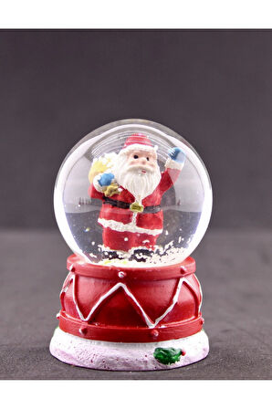 Yeni Yılın En Güzel Hediyesi Dekoratif Yılbaşı Led Işıklı 6,5 cm Noel Baba Figürlü Kar Küresi Hediye