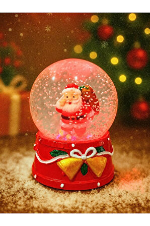 Yeni Yılın En Güzel Hediyesi Dekoratif 2026 Yılbaşı Led Işıklı 9 cm Noel Baba Figürlü Kar Küresi