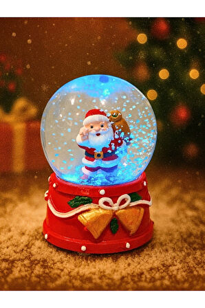 Yeni Yılın En Güzel Hediyesi Dekoratif 2026 Yılbaşı Led Işıklı 9 cm Noel Baba Figürlü Kar Küresi