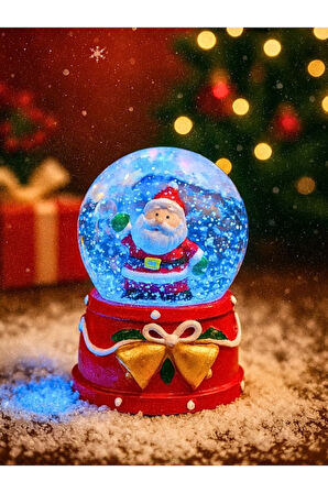 Yeni Yılın En Güzel Hediyesi Dekoratif 2026 Yılbaşı Noel Baba Figürlü Led Işıklı 9 cm Kar Küresi