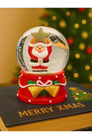 Yeni Yılın En Güzel Hediyesi 2026 Yılbaşı Yıldız Tutan Noel Baba Temalı Led Işıklı 9 cm Kar Küresi