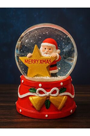 Yeni Yılın En Güzel Hediyesi 2026 Yılbaşı Temalı Yıldızlı Noel Baba Temalı Led Işıklı 9CM Kar Küresi