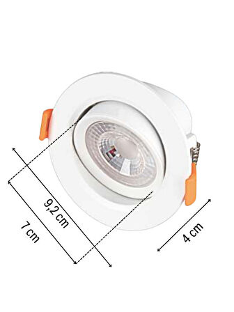 Huzur Elektrik Akik 7w 450lm 3200K Beyaz Kasa Günışığı Spot lamba Ct-5204-G