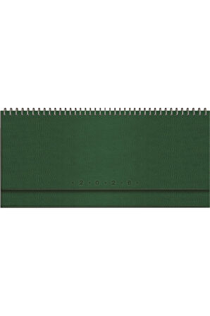 2026 504-GLK GLOBE Spiralli - Deri Sert Kapak 14X33 Haftalık Beyaz Masa Takvimi