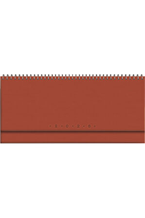 2026 504-GLK GLOBE Spiralli - Deri Sert Kapak 14X33 Haftalık Beyaz Masa Takvimi