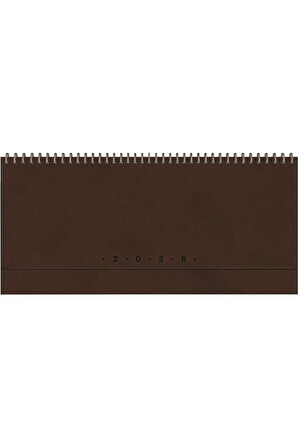 2026 504-GLK GLOBE Spiralli - Deri Sert Kapak 14X33 Haftalık Beyaz Masa Takvimi