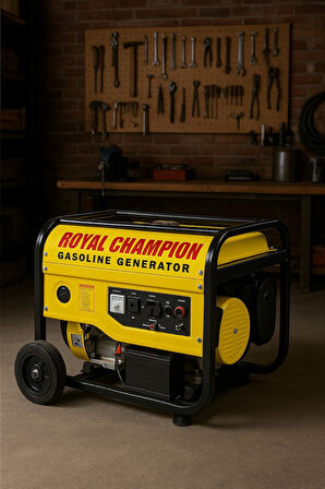 Royal Champion WX-6500 Uzaktan Kumandalı Çalıştırma 4 Kw Benzinli ipli marşlı Monofaze Portatif Jene