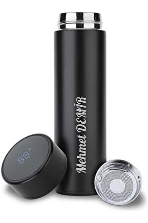 Kişiye Özel İsim Yazılı Dijital Ekran Lazer İşlemeli Paslanmaz Çelik Sıcak Soğuk İçecek Termos 500ML