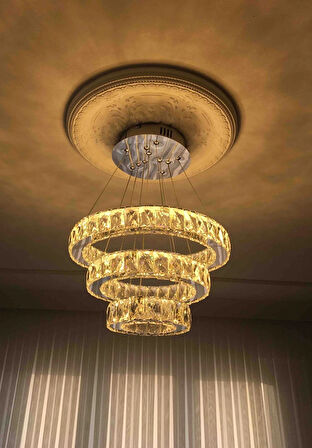 GN GEN AYDINLATMA Plaket Kristal Taş Işlemeli Krom Paslanmaz Ledli 20-30-40 cm 3 Renk