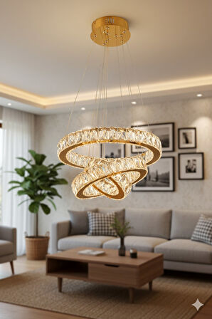 GN GEN AYDINLATMA Plaket Kristal Taş Işlemeli Gold Paslanmaz Ledli 20-30-40 cm 3 Renk 