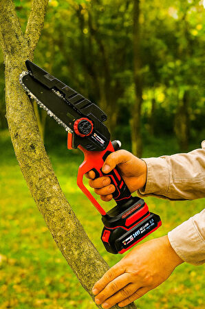 Germany Style 8024 Çift Akülü Çift Zincirki Şarjlı Ağaç Dal Budama Testeresi 