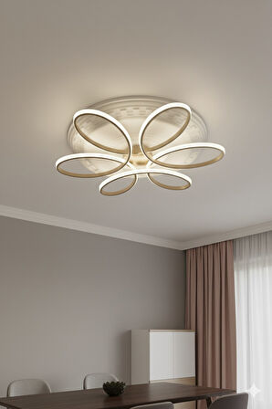 Papatya Gold Kasa 3 Renkli Kumandasız,65cm,oturma Odası,yatak Odası,salon Için Led Avize
