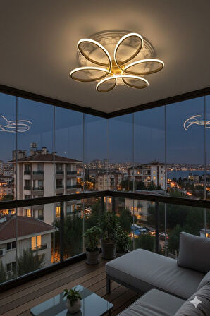 Papatya Gold Kasa 3 Renkli Kumandasız,65cm,oturma Odası,yatak Odası,salon Için Led Avize