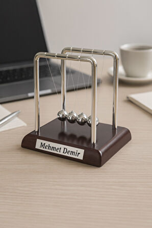 Kişiye İsme Özel Newton Balans Denge Topu Küçük Boy -  Ofis - Ev Masa Üstü Motivasyon Hediyesi