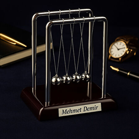 Kişiye İsme Özel Newton Balans Denge Topu Orta Boy -  Ofis - Ev Masa Üstü Motivasyon Hediyesi