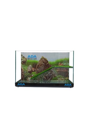 Ada Akvaryum Su Kaplumbağası Akvaryumu Bahçeli Rampalı Dinlenme  35x25x15 Cm  Arka Plan Hediyeli