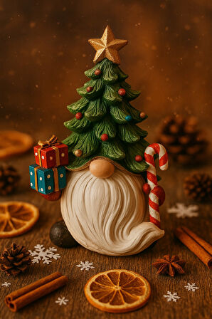 2026 Yılbaşı Noel Baba Çam Ağacı El Boyama Biblo 19 Cm – Premium Yılbaşı Dekor Koleksiyonluk Hediye