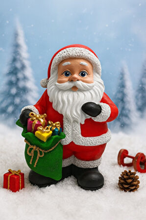 Noel Baba Figürlü Yılbaşı Christmas Şık Renkli Dekoratif El Yapımı Süs Polyester Hediye Biblo 25 Cm