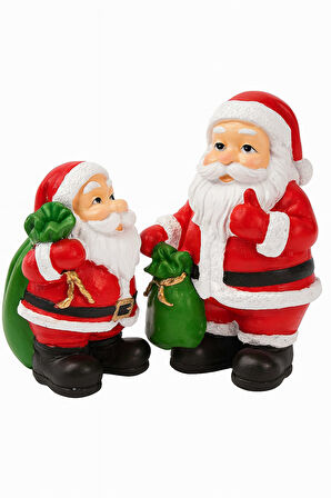 Noel Baba Biblo Seti 2’li – 9 cm & 11 cm – Premium Yılbaşı Dekor Koleksiyonluk Hediye