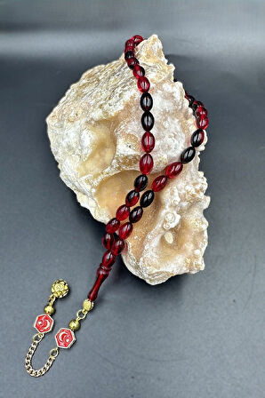 Siyah Kırmızı Ateş Kehribar Tespih