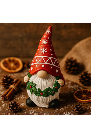 Sevimli Kırmızı Şapkalı Noel Cücesi Figürlü 2026 Yılbaşı Biblosu Objesi Masa Raf Süs Hediyesi 21 CM