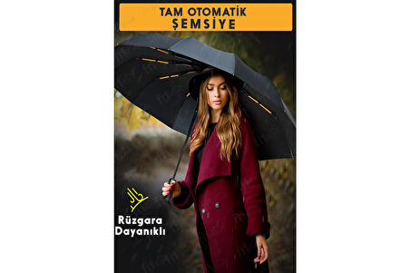 12 Telli Otomatik Şemsiye Rüzgara Dirençli Emniyetli Geniş ve Dayanıklı Tasarım Tam Otomatik Şemsiye