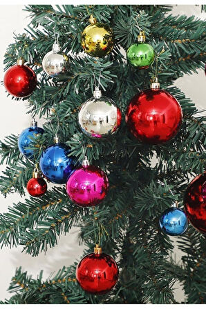 12’li Yılbaşı Çam Ağacı Topları Süsleri Renkli Parlak Şık 3 cm Noel Çam Ağacı Süsü Ev ve Ofis Dekoru