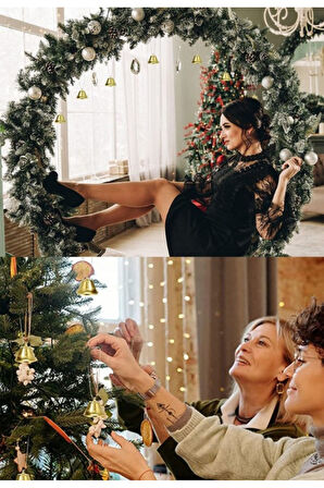 Noel Çam Ağacı Süsü 12’li Sarı Kurdeleli Çan Zili Şık Yılbaşı Çam Ağacı Süsleri 3 Cm Ev Ofis Dekoru