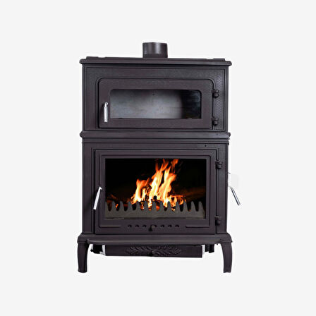 TDS Plazma X Fırınlı, Yan Kapaklı,Yan Camlı,  Alttan Küllüklü Döküm Şömine Soba