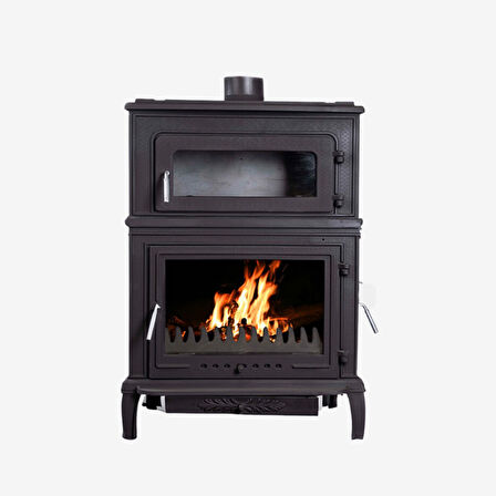 TDS Plazma X Fırınlı, Yan Kapaklı,Yan Camlı,  Alttan Küllüklü Döküm Şömine Soba