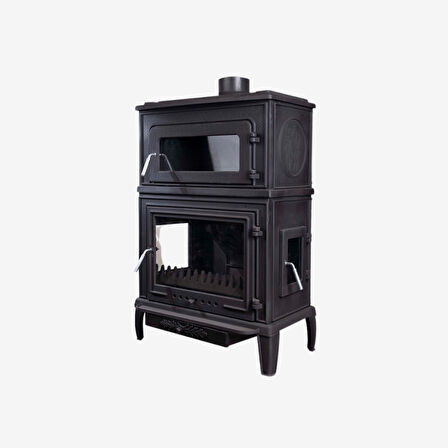 TDS Plazma X Fırınlı, Yan Kapaklı,Yan Camlı,  Alttan Küllüklü Döküm Şömine Soba