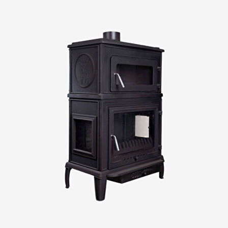 TDS Plazma X Fırınlı, Yan Kapaklı,Yan Camlı,  Alttan Küllüklü Döküm Şömine Soba