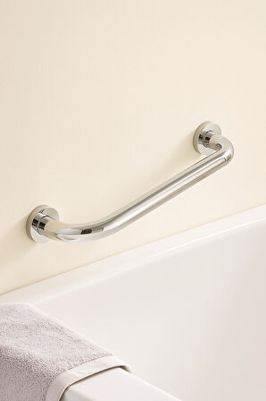 Yaşlı ve Engelli Tutunma Barı – Krom Kaplama 40 cm, Küvet ve Duş Tutamağı, Kaymaz Güvenlik Barı