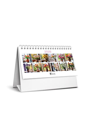 2026 Yılı Gemici Takvimi ve Masa Takvimi- Vazoda Rengarenk Çiçekler