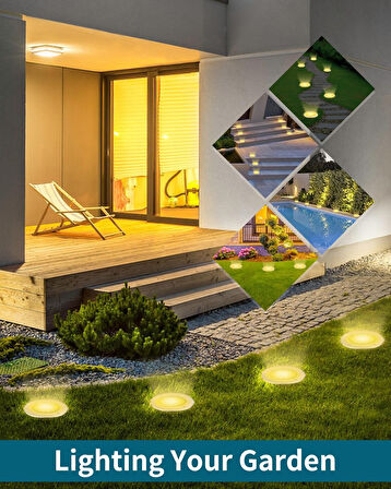 4’lü Güneş Enerjili Solar Yer Bahçe Lambası Zemin Aydınlatma Su Geçirmez Yol Aydınlatması Beyaz Işık