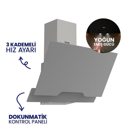 FlowArt Digital 5 Gözlü Gri Cam Ankastre Set QBL63CPR+BL138+D065