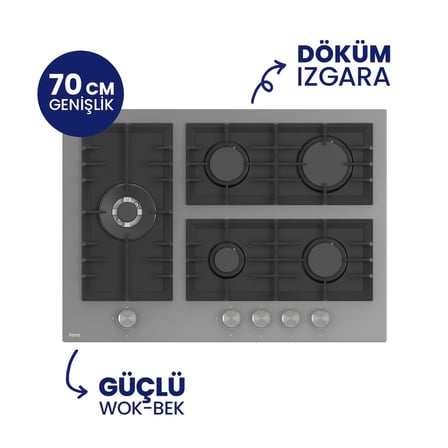 FlowArt Digital 5 Gözlü Gri Cam Ankastre Set QBL63CPR+BL138+D079