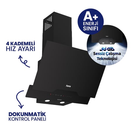 FlowArt Digital Siyah Cam Ankastre Set ( Kaymaz Döküm Izgara ) QBL63CS+SC205-FA+D063-SA