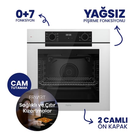 Fryart Digital Asimetrik Beyaz Cam Ankastre Set QEP63CB+NT026-WFA+D078-SA