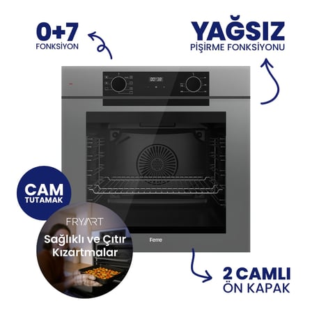 Fryart Digital 5 Gözlü Gri Cam Ankastre Set QEP63CPR+BL138+D065
