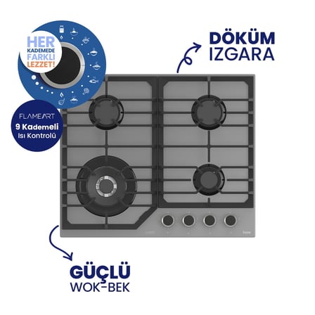 Fryart Digital Asimetrik Gri Cam Ankastre Set QEP63CPR+NT028-WFA+D082-SA