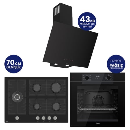 Fryart Digital 5 Gözlü Siyah Cam Ankastre Set QEP63CS+BL135+D077-SA