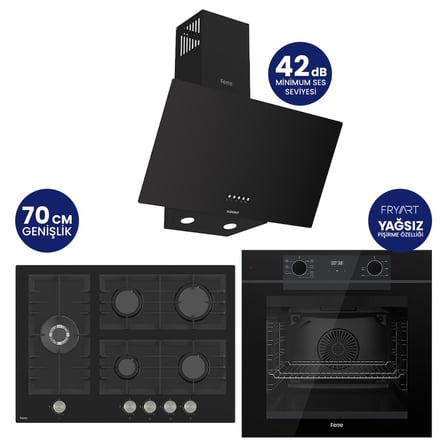 Fryart Digital 5 Gözlü Siyah Cam Ankastre Set QEP63CS+BL135+D086-SA