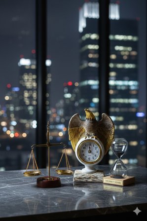 3 Lü Lüks Ofis Dekor Seti Masa Üstü Kartal Saat & Kişiye Özel İsimli Kum Saati & Adalet Terazi Seti
