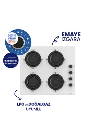 Fryart Beyaz Cam Ankastre Set | 9 Kademe Ocak | 7 Fonksiyon Fırın | 36 dB Sessiz